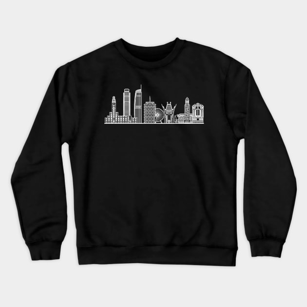 Los Angeles Skyline in white with details Crewneck Sweatshirt by Mesyo